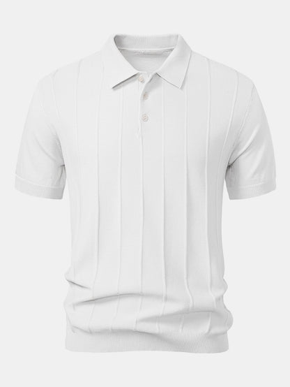 Stripe Jacquard Knit Polo Shirt