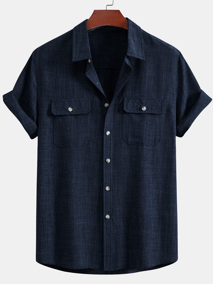 Textured Button Up Shirt With Two Pockets
