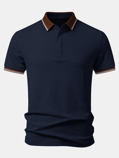 Contrast Trim Textured Polo