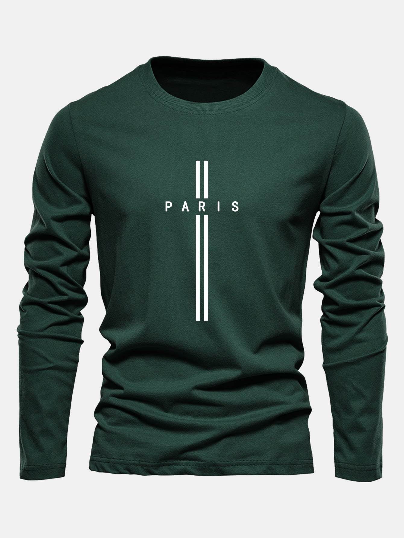 Long Sleeve Paris Stripe Print Cotton T-Shirt