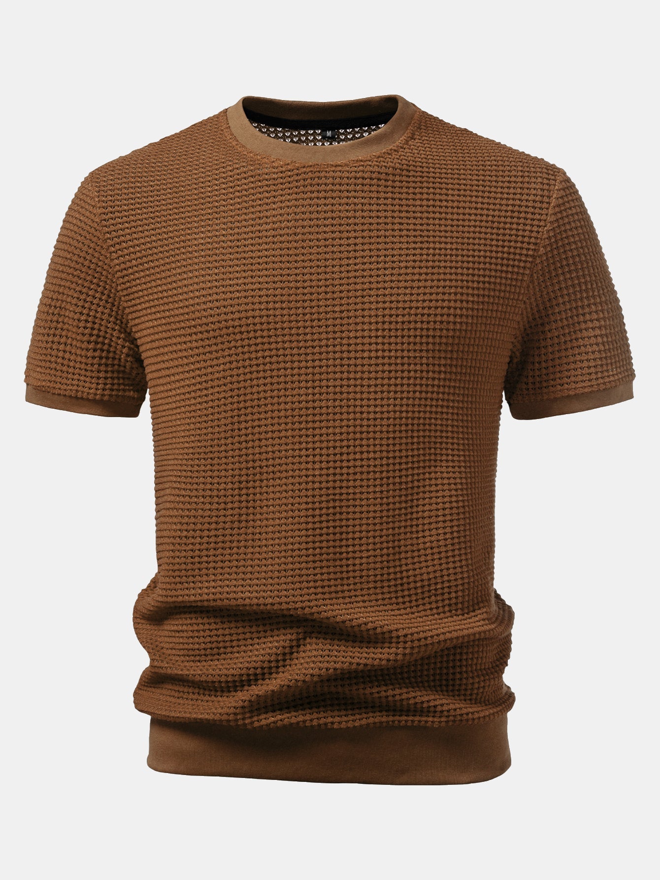 Short Sleeve Waffle Ribbed Hem T-Shirt
