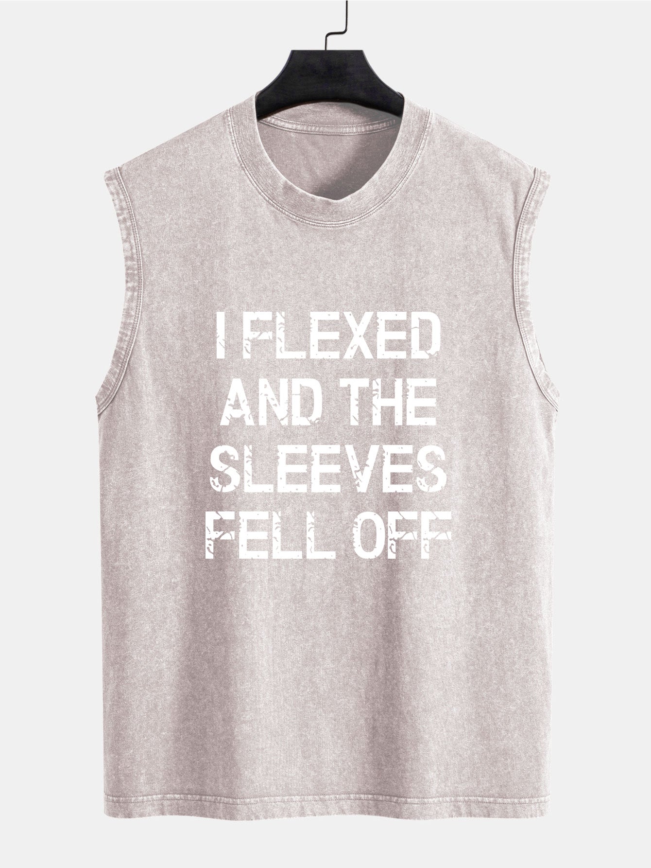 Slogan Print Washed Distressed Tank Top
