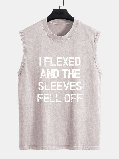 Slogan Print Washed Distressed Tank Top