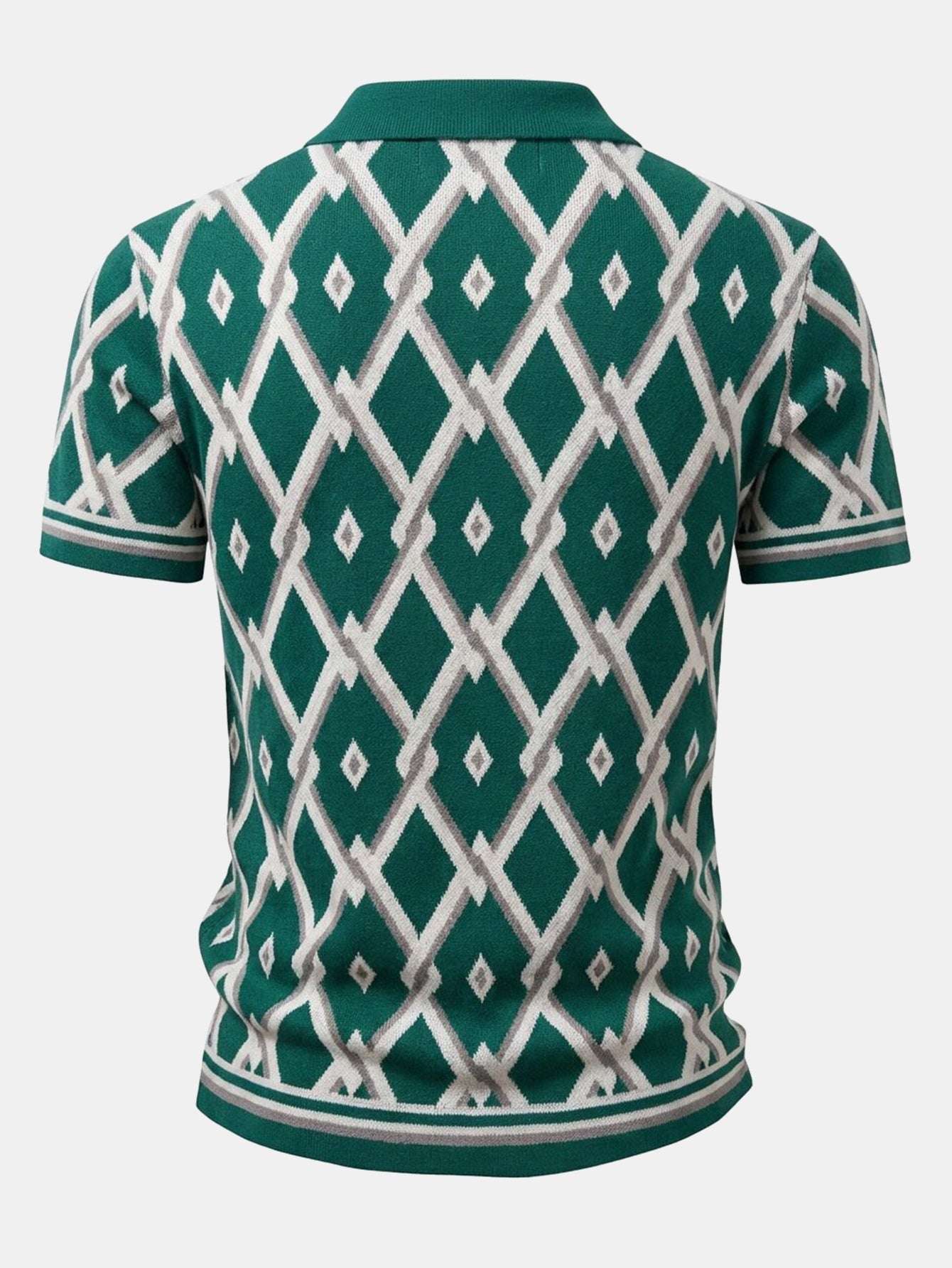 Retro Rhombus Geometric Knit Shirt