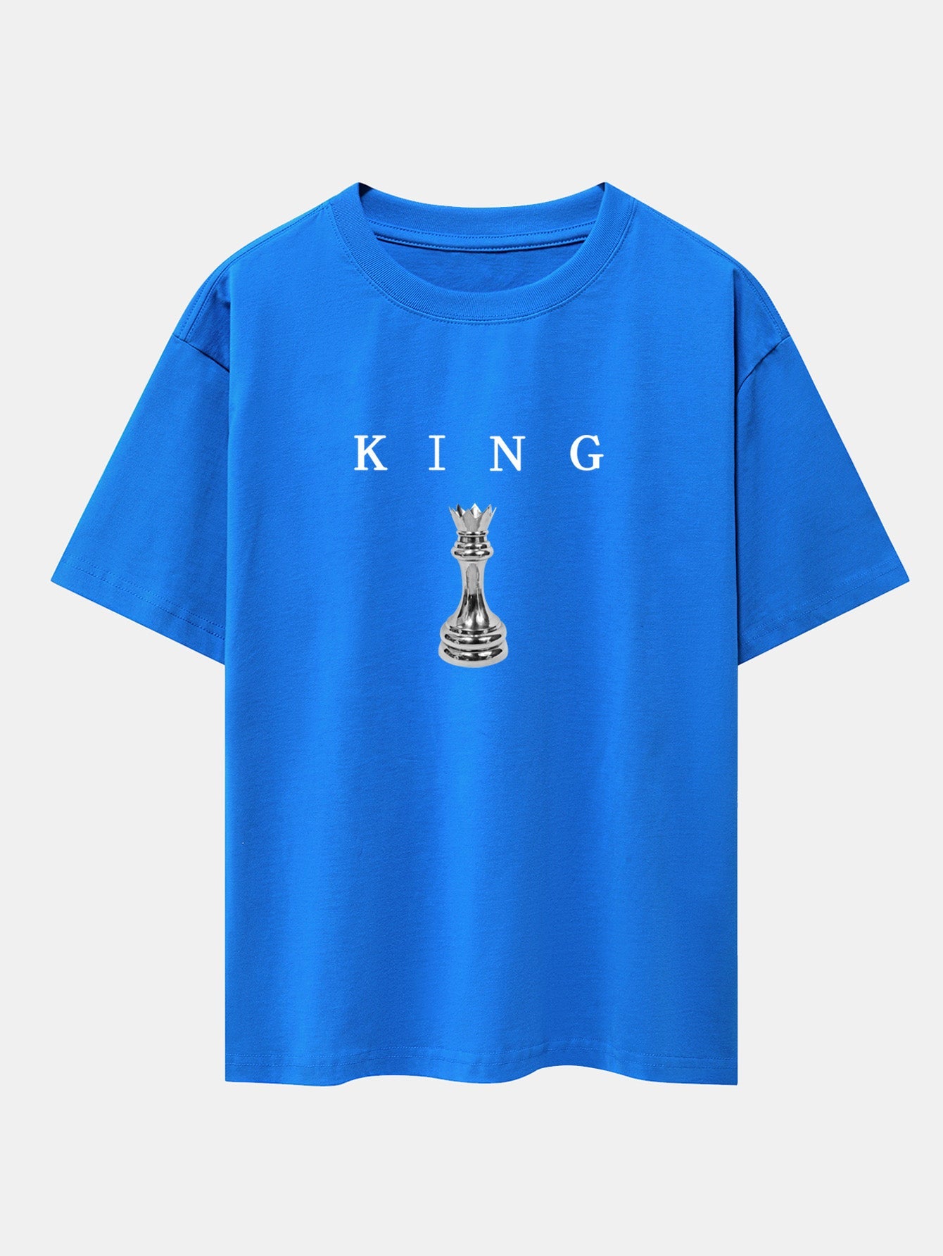 King Chess Print Drop Shoulder Oversize T-Shirt