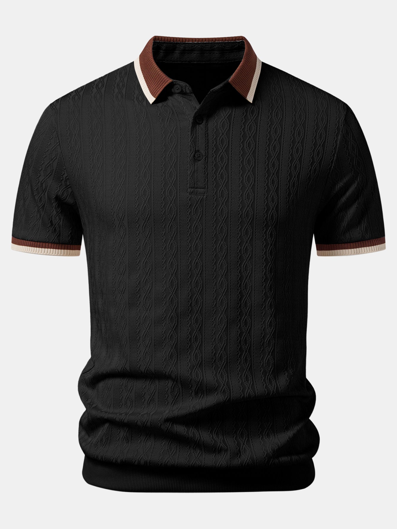 Contrast Trim Textured Knit Polo
