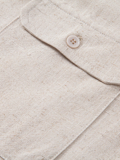 Linen Rayon Blend Pocket Utility Shirt