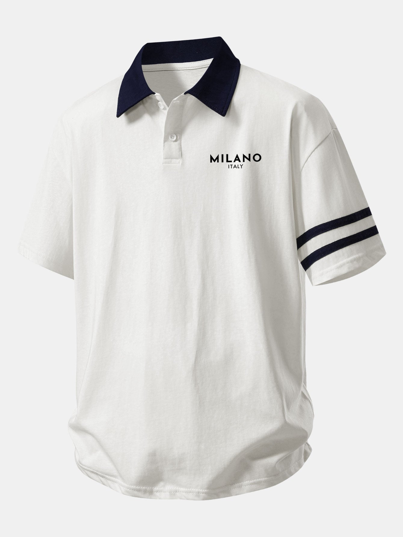 Relax Fit Milano Print Contrast Collar Polo Shirt