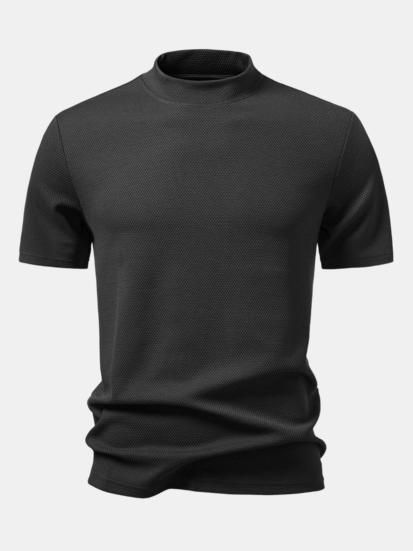 Textured Mock Neck T-Shirt
