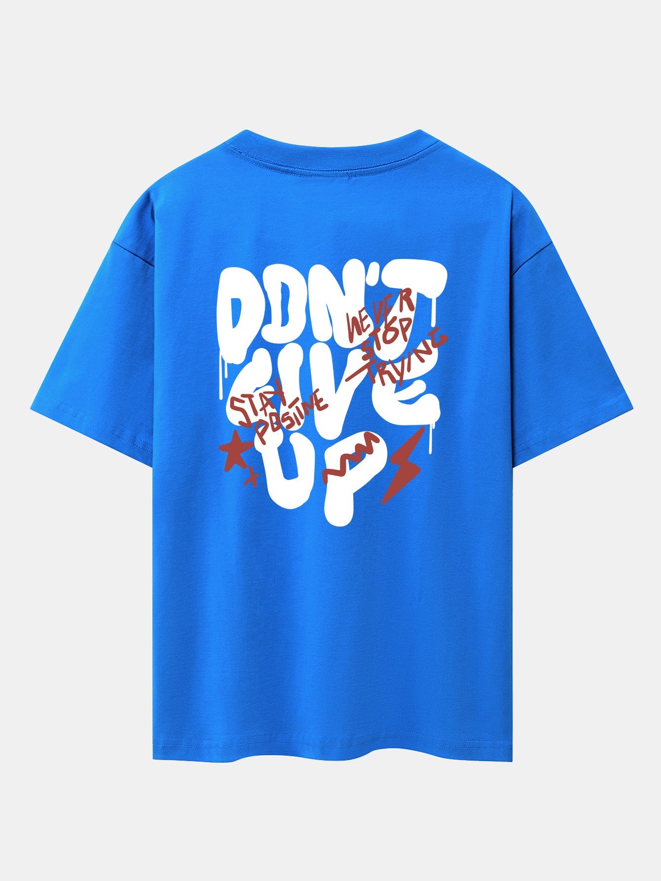 Don't Give Up Print Drop Shoulder Oversize T-Shirt