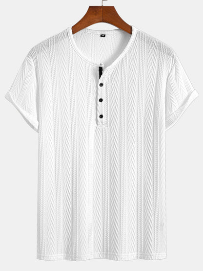 Short Sleeve Jacquard Half Open Collar T-Shirt