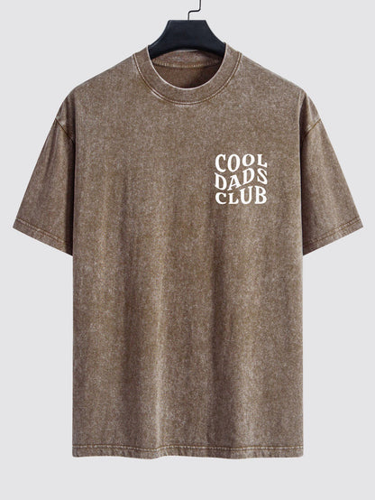 Cool Dads Club Print Washed Distressed Drop Shoulder T-Shirt