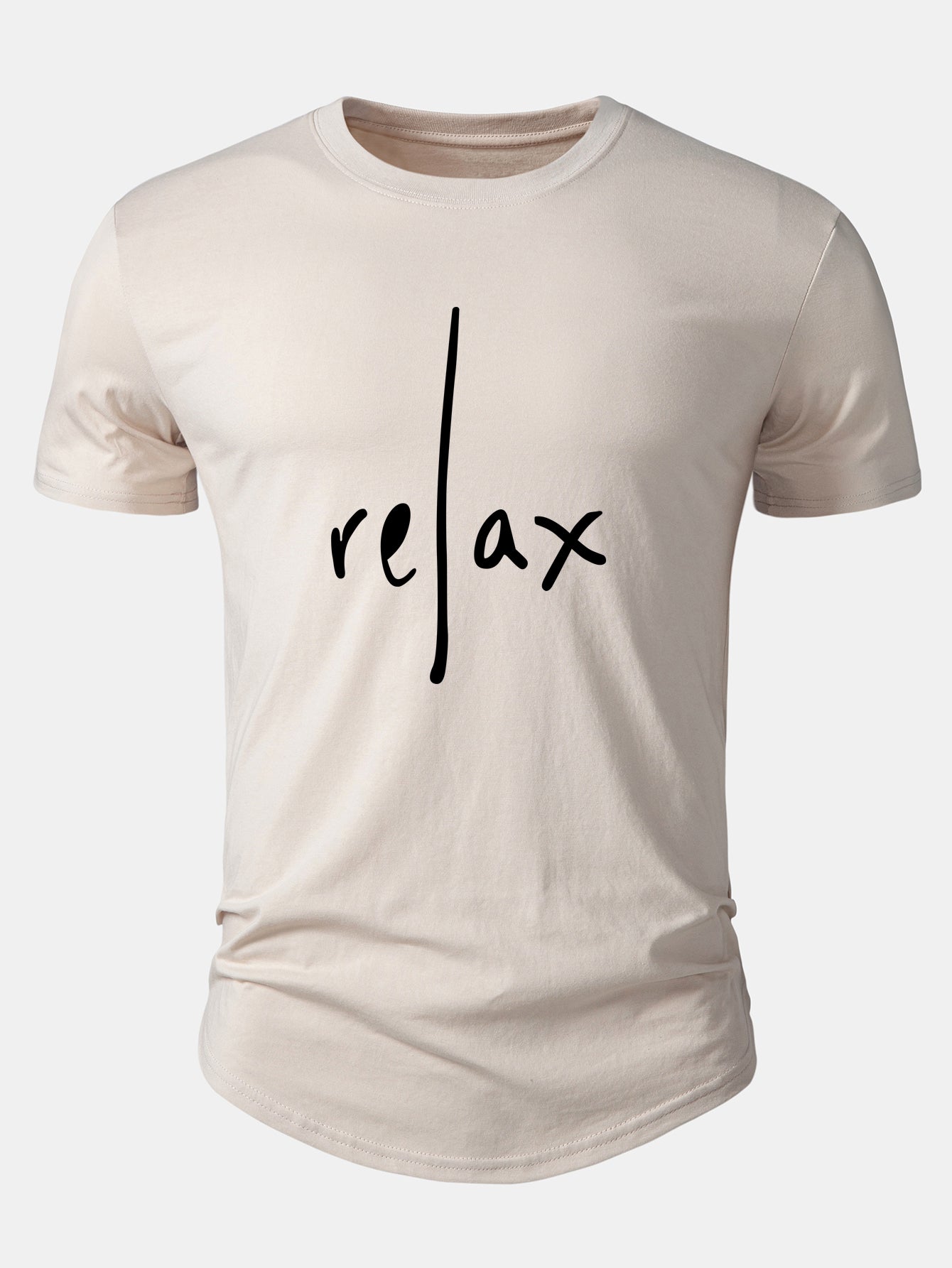 Relax Print Cotton Arc Hem T-Shirt