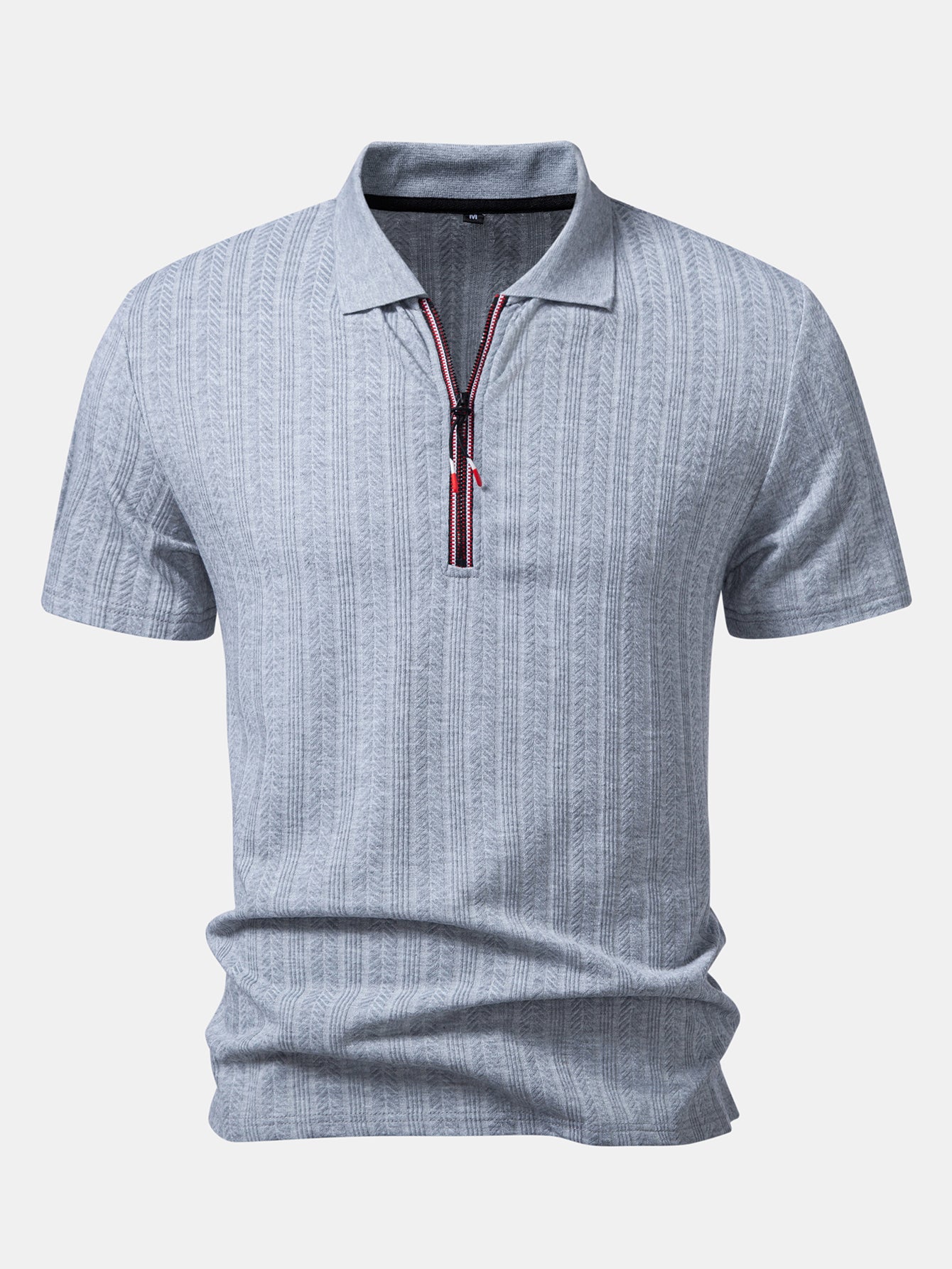 Textured Zipper Polo