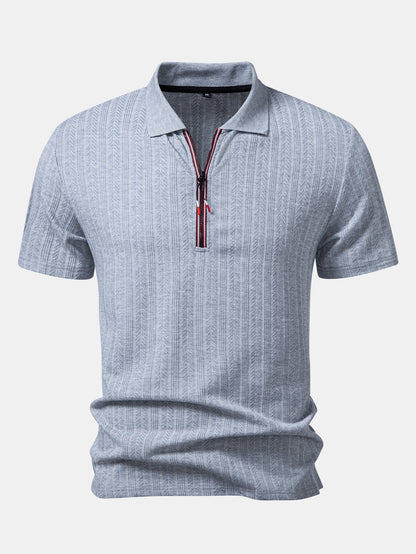 Textured Zipper Polo