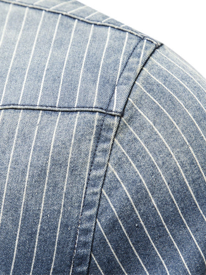 Stripe Washed Denim Shirt With Pockets