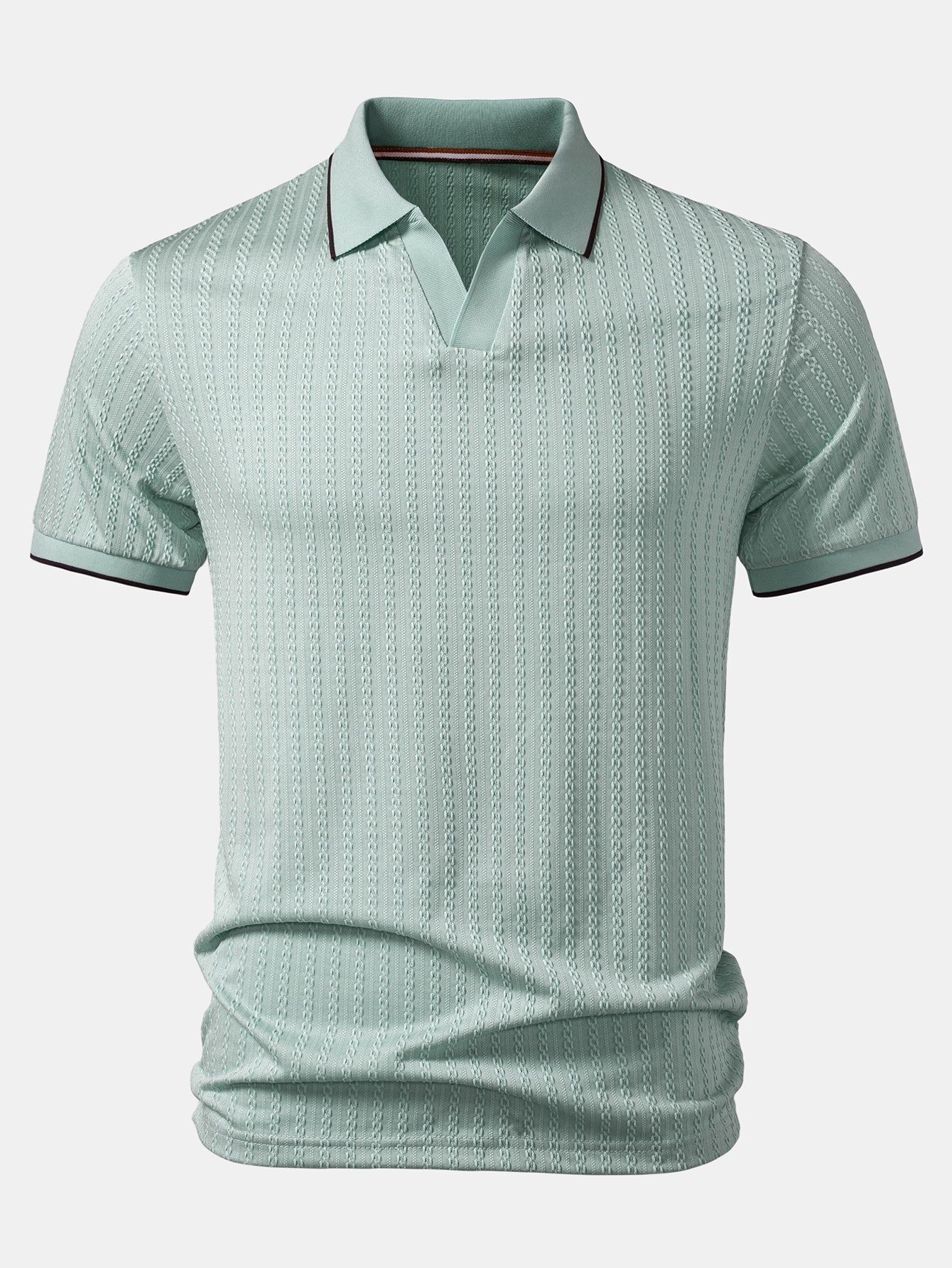 Contrast Trim Textured Knit Polo