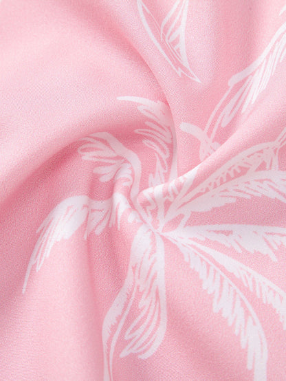 Palm Tree Island Print Button Up Shirt