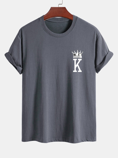 Regular Fit Crown King Print Cotton T-Shirt