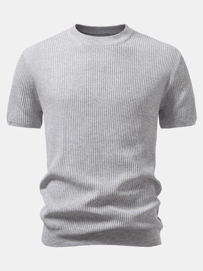 3 Pieces Ribbed Crew Neck Knit T-Shirt