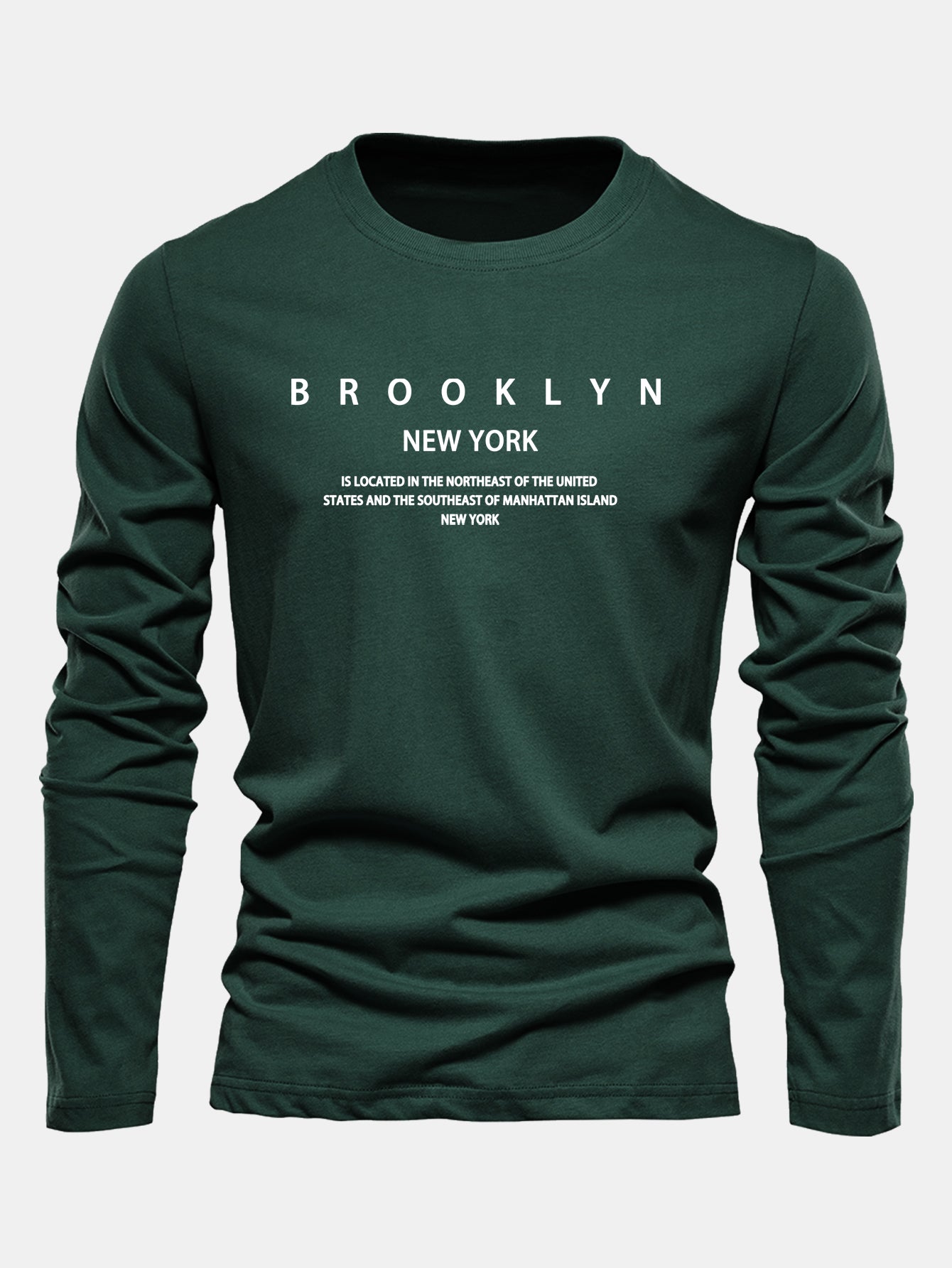Long Sleeve NY Brooklyn Print Cotton T-Shirt