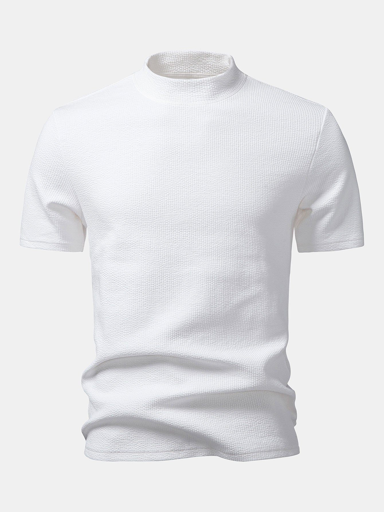 Ribbed Mock Neck T-Shirt