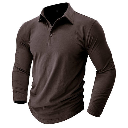 Fitted Long Sleeve Polo For Muscular Build