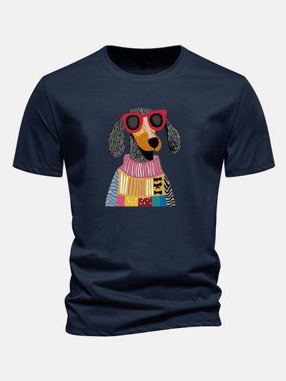 Regular Fit Sweater Dog Print Cotton T-Shirt