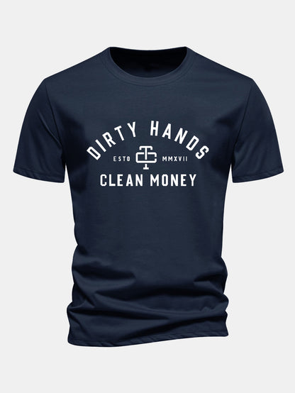 Regular Fit Dirty Hands Clean Money Print Cotton T-Shirt