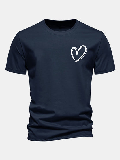 Regular Fit Heart Print Cotton T-Shirt