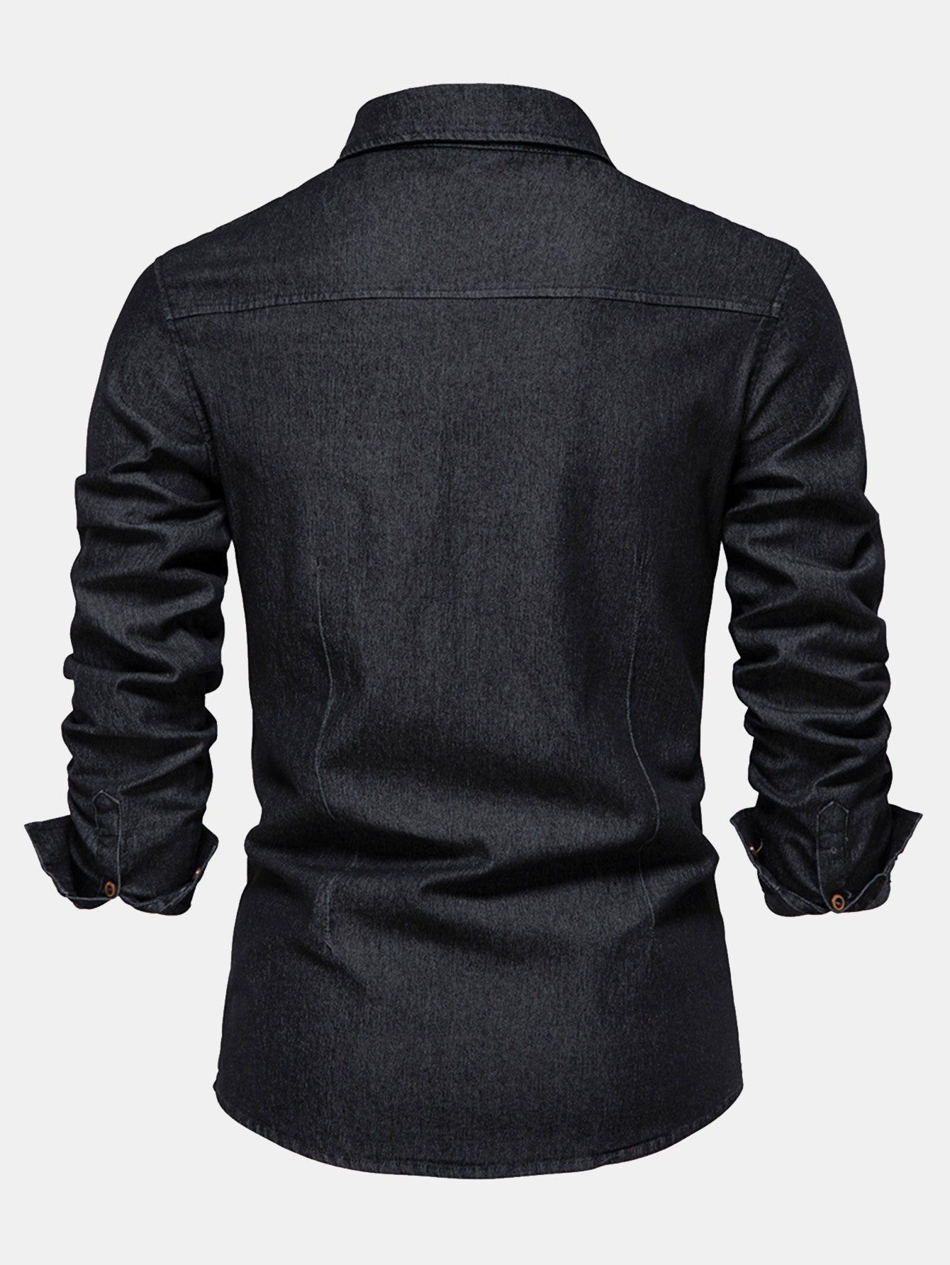 Washed Denim Western Shirt With Pockets