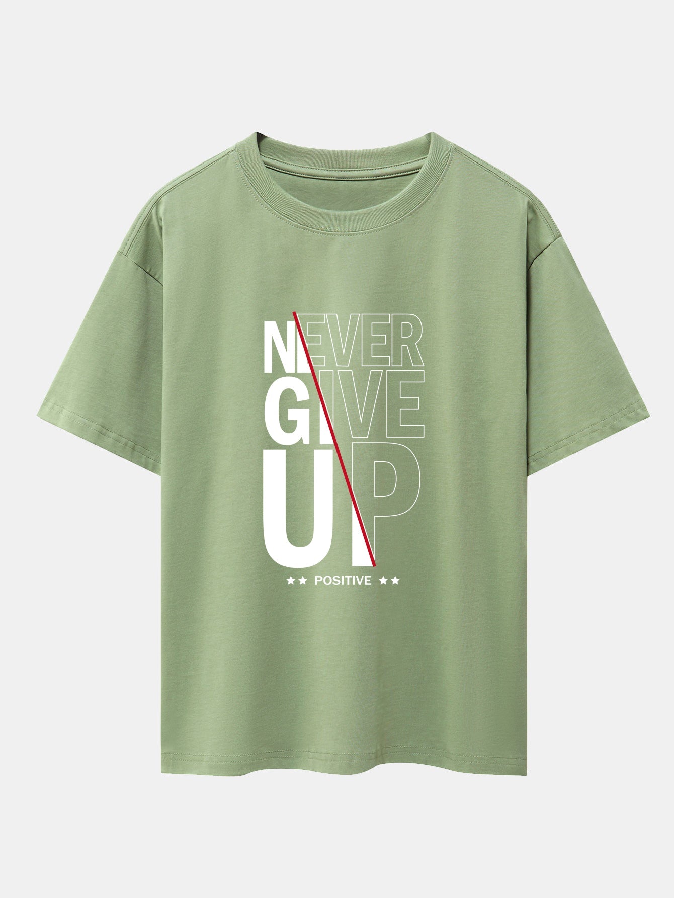Never Give Up Print Drop Shoulder Oversize T-Shirt