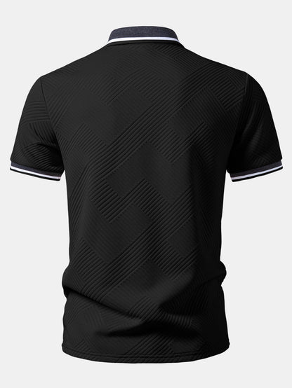 Contrast Trim Stripe Jacquard Polo