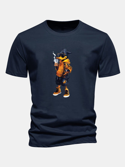Regular Fit Carton Duck Print Cotton T-Shirt