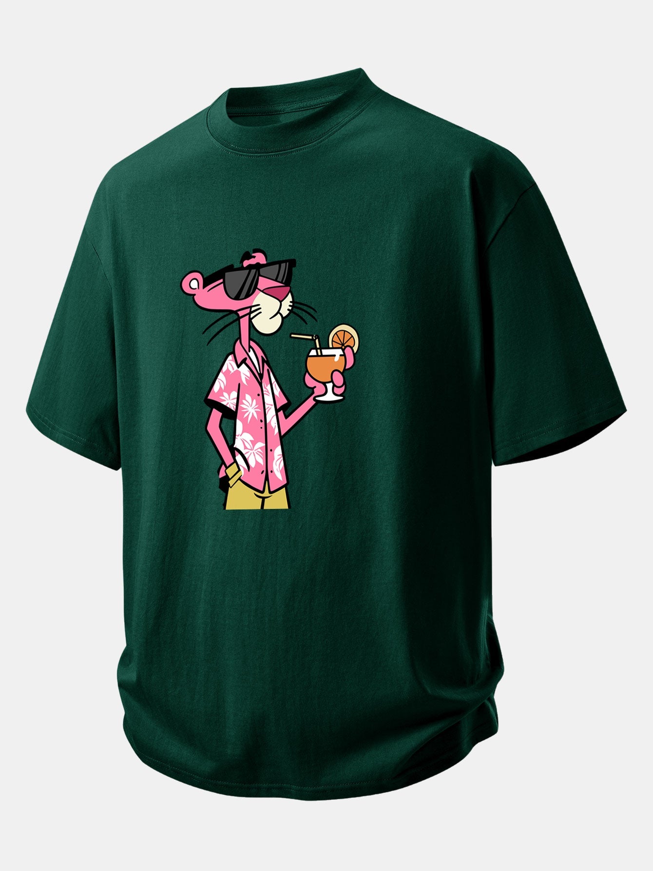 Relax Fit Vacation Pink Panther Print Cotton T-Shirt