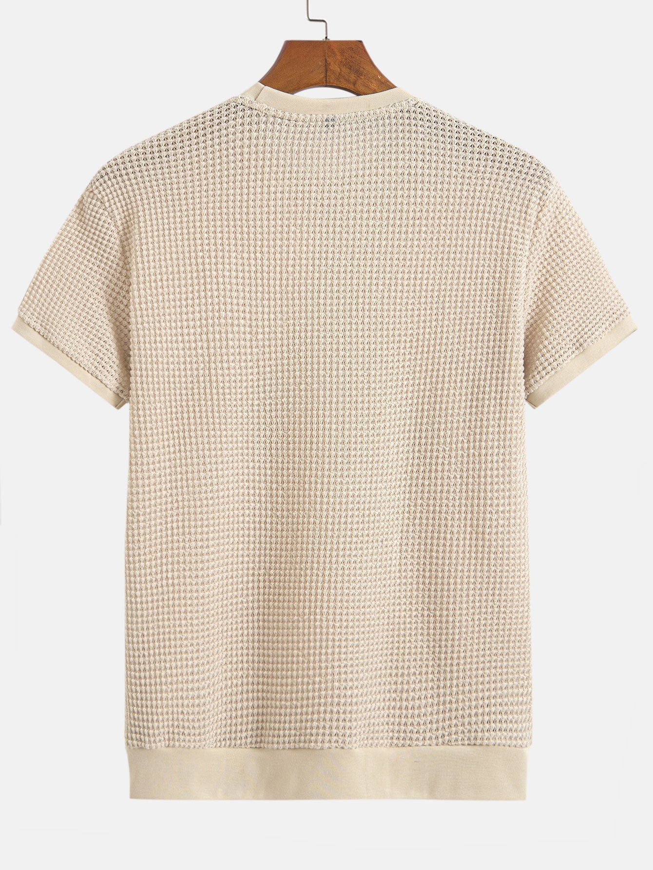 Short Sleeve Waffle Ribbed Hem T-Shirt