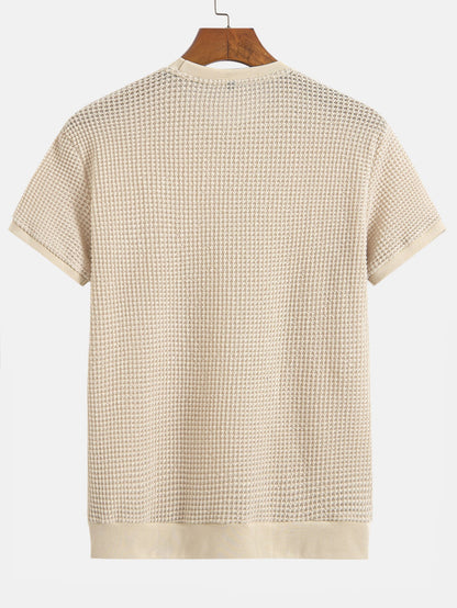 Short Sleeve Waffle Ribbed Hem T-Shirt