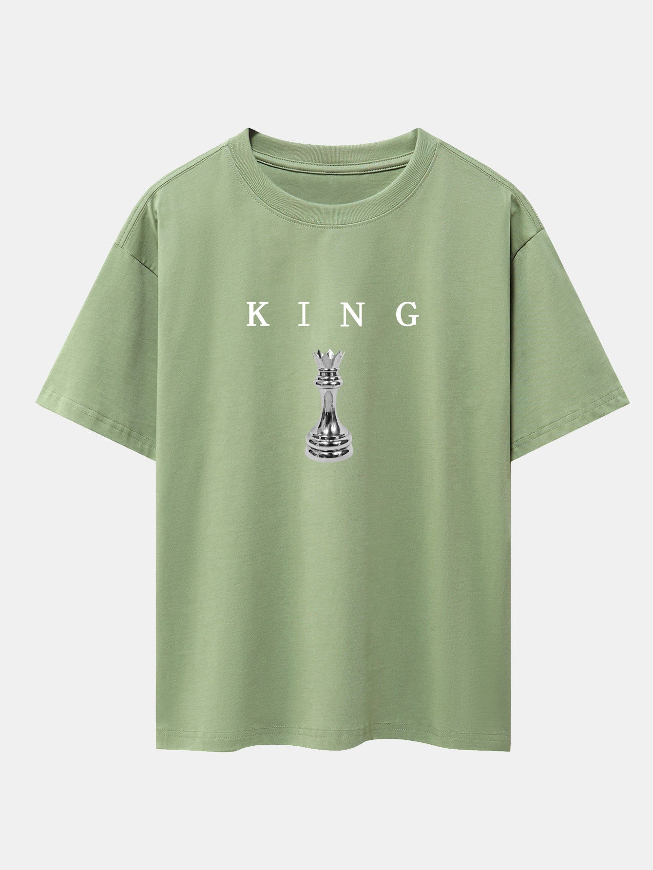 King Chess Print Drop Shoulder Oversize T-Shirt