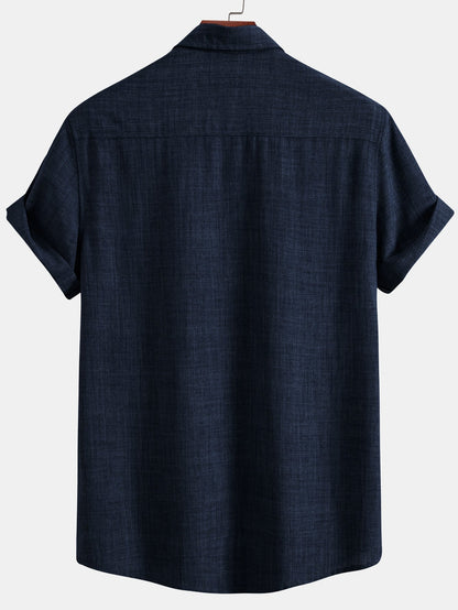 Textured Button Up Shirt With Two Pockets