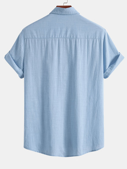 Linen Look Contrast Button Up Shirt