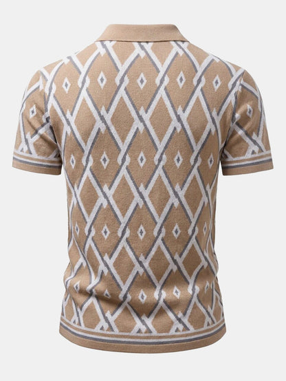 Retro Rhombus Geometric Knit Shirt