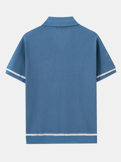 Contrast Trim Open Knit Shirt