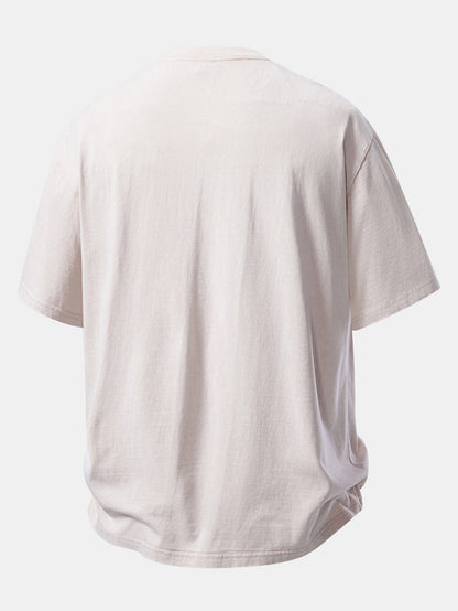 Basic Washed Distressed Drop Shoulder Oversize T-Shirt