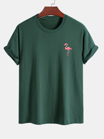 Regular Fit Flamingo Print Cotton T-Shirt
