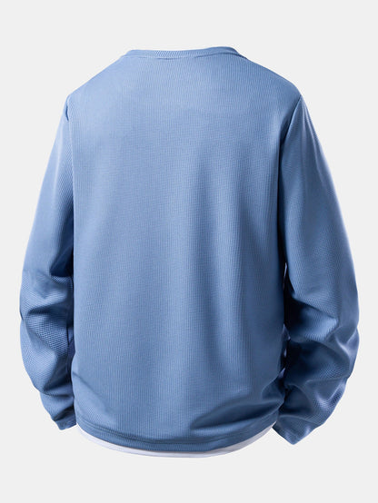 2 In 1 Long Sleeved Crew Neck Waffle T-Shirt