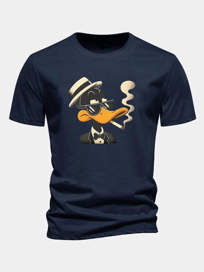 Regular Fit Dapper Duck Print Cotton T-Shirt