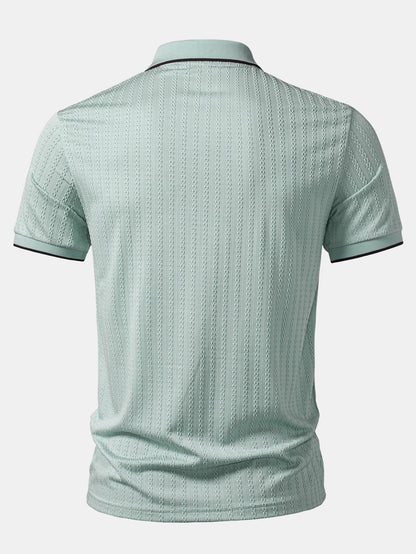 Contrast Trim Textured Knit Polo