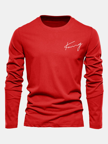 Long Sleeve King Print Cotton T-Shirt