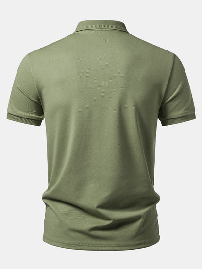 Textured Zipper Polo
