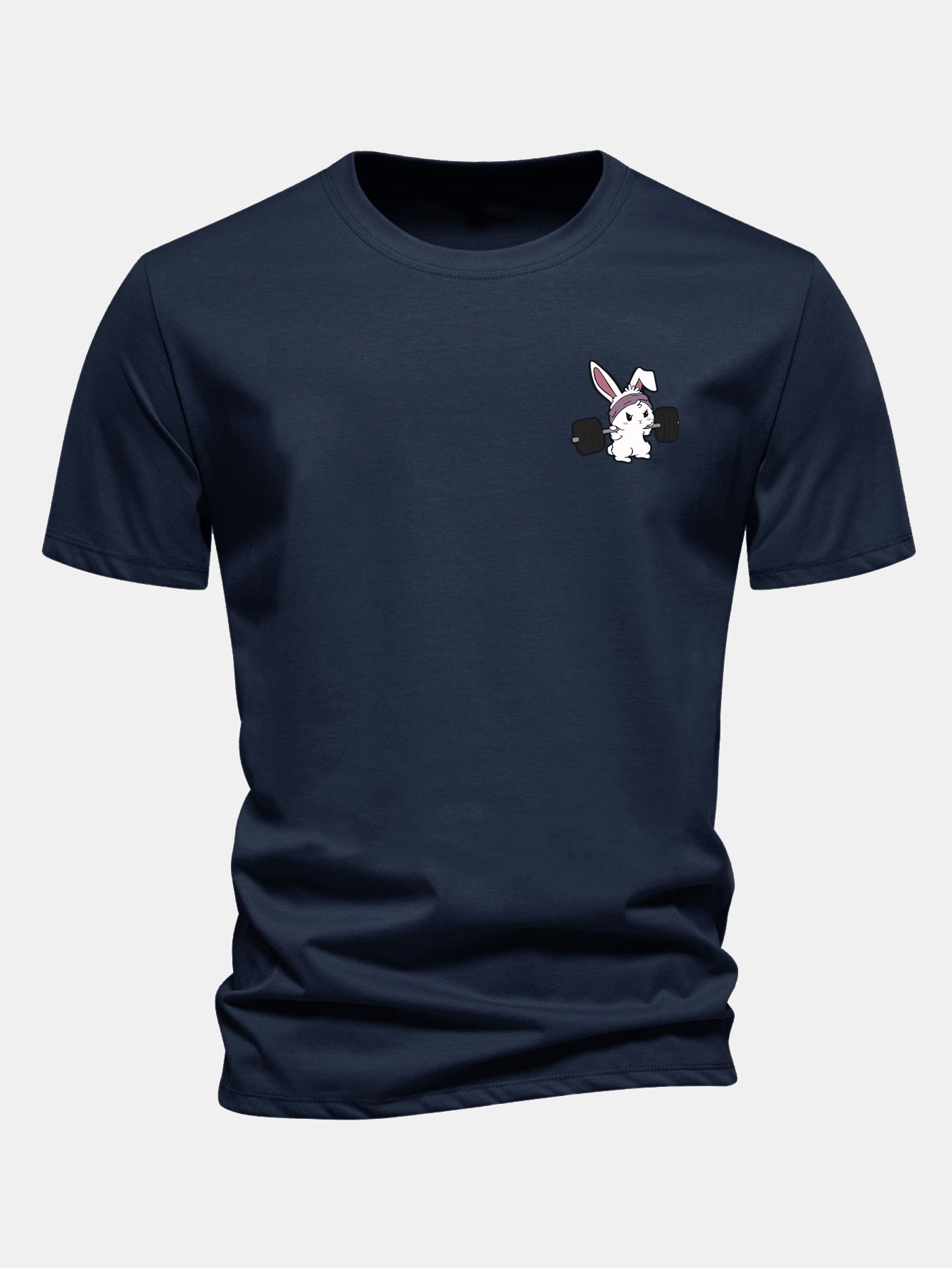 Regular Fit Fitness Rabbit Print Cotton T-Shirt
